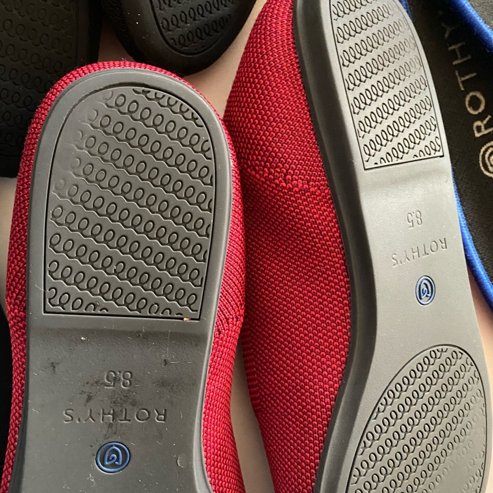 Rothy's Flats in Black, Red, Blue, and Tan - Picture 15 of 16